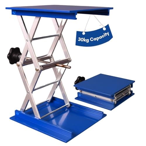 Image of Labsales Heavy Duty Lab Jack stand, Stainless Steel Scissor Lift for laboratory Instruments & Reagent Bottles, Low Profile, Adjustable Height, Capacity Up To 60kg, Multiple Sizes (100mm x 100mm 30kg)