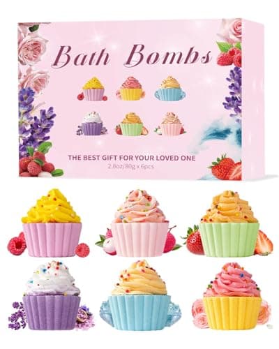 Image of Bath Bombs Gift Set for Women, 6 PCS 6 Scents Cake Fizzy Bath Bombs, Organic Natural Handmade Bubble Baths, Vegan & Cruelty Free, Birthday Valentines Anniversary Christmas Gifts for Women, Girls, Lady