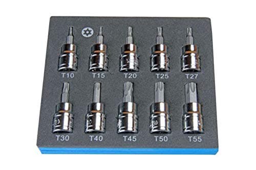 Image of US Pro Bergen 10Pc 3/8 Drive 48mm Long S2 Tamper Proof Torx Bit Socket Set T10 - T55