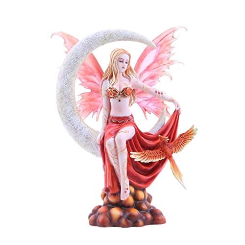 Image of Pacific Giftware Four Elements Celestial Moon Fairy Figurine Earth Wind Frost Fire Collectible Figurine Nene Thomas Art Inspiration Official Licensed Collectible 12 Inch Tall (Fire)