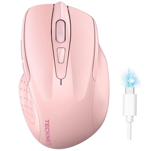 Image of TECKNET Bluetooth Mouse, Rechargeable Bluetooth Wireless Mouse(Tri-Mode: BT 5.0/3.0+2.4G), 4800DPI Adjustable, Silent Ergonomic Wireless Mouse for Laptop PC Computer, Windows Mac OS,6 Buttons