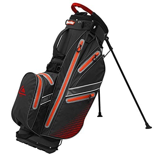 Image of Longridge Elements Waterproof Golf Stand Bag with 8-Way Divider, Black/Red