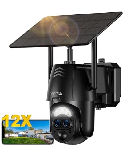 Image of Xega 2K PTZ CCTV Camera Wi-Fi Outdoor【12X Hybrid Zoom】 Dual Lens Security Camera with Smart Human Motion Detection 30M Color Night Vision Two-Way Audio TF/Cloud, 2.4GHz WiFi, IP66