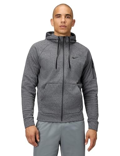 Image of Nike Men's M Nk Tf Hd Fz Hooded Full Zip LS TOP, Charcoal Heather/Dark Smoke Grey/Black, M