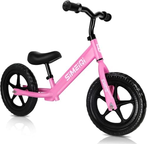Image of SIMEIQI 12 Inch Balance Bike for Toddler 2-4 Years Old Boys Girls Kids Balance Bike No Pedal Training Push Lightweight Adjustable Handlebar and Seat (Pink)