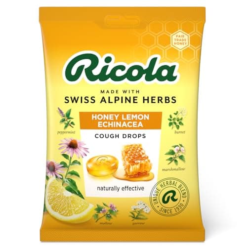 Image of Ricola Honey Lemon and Echinacea Cough Drops Bag, Pack of 6, Naturally Effective Throat Lozenges, Cough Sweets, 75 g