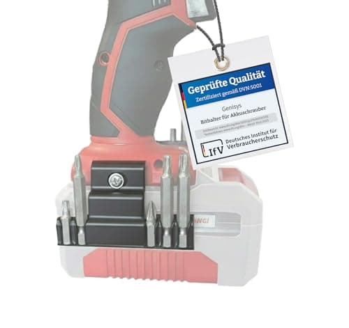 Image of Genisys Bit Holder Compatible with Einhell Cordless Screwdriver Drill with Belt Clip Hook Attachment Option, Size: Right (Deep)