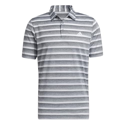 Image of adidas Men's Mens Two Color Stripe Polo Shirt, Grey Three/White, L