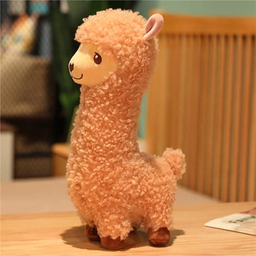 Image of Herfair Alpaca Cuddly Toy, Alpaca Plush Toy Plushies Soft Lambskin Wool Stuffed Toy Llama Cushion Gift for Children Girls Boys (Brown, 43 cm)
