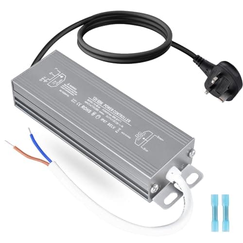 Image of OFFCUP LED Driver, 60W 12V Lighting Transformer with Plug, 110-250V AC to 12V DC IP67 Waterproof 5A LED Power Supply Constant Voltage Adapter for Outdoor Garden LEDS Strip Lights Lighting Shed Light