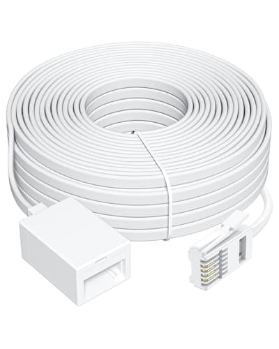 Image of RENGOGA 10M BT Telephone Extension Cable, 6-Pin Straight Through Male to Female Phone Line Cord, Compatible with UK Landline, Fax and Modem, Suitable for Home & Office Use