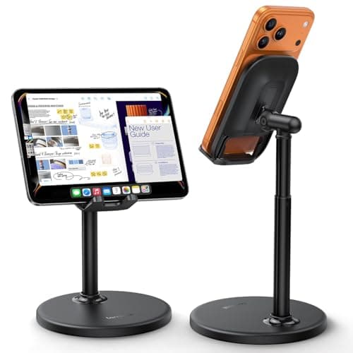 Image of Lamicall Cell Phone Stand for Desk - [Height & Angle Adjustable] Mobile Phone Desktop Holder, Sturdy Base Phone Stand for iPhone 17 16 15 14 13 Pro Max Plus Air Mini, Samsung S26, 4"-8" Mobile Phones
