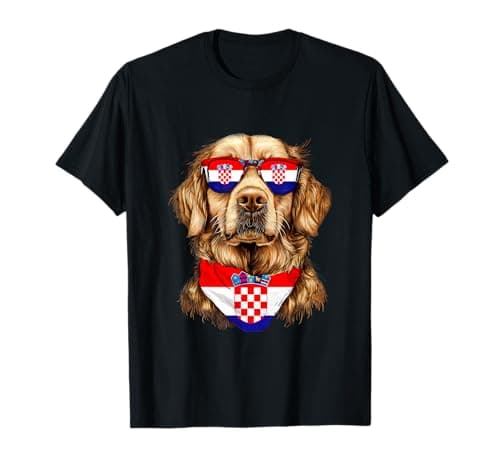 Image of Croatian Flag Golden Retriever Dog Heritage Croatia T-Shirt