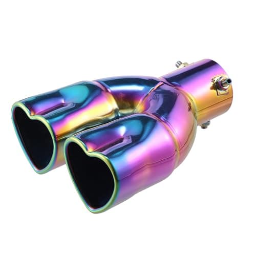 Image of X AUTOHAUX 63mm 2.48" Inlet Straight Type Heart Shape Exhaust Pipe Multicolor