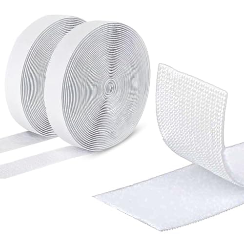 Image of ARMIZ Hook and Loop Tape Self Adhesive, Extra Strong, 10 m Sticky Back Fastening Tape, 20 mm Wide, Double-Sided Strip Tape (White)