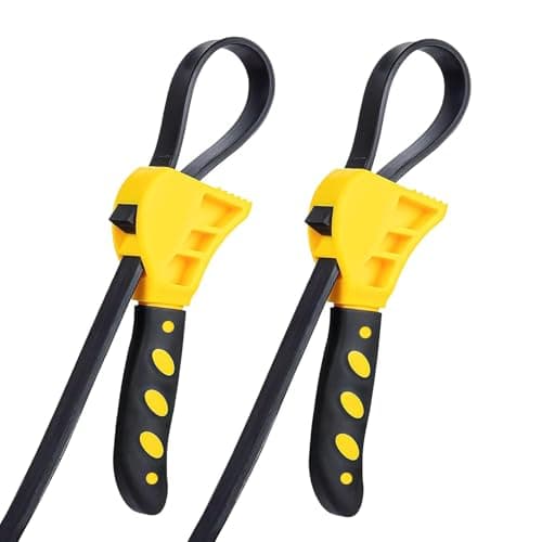 Image of JISRKP 2 Pcs Strap Wrench Set, 6 Inch Adjustable Rubber Strap Wrench for Oil Filter Removal & Plumbing, Non-Slip Grip, Heavy-Duty Tool for Home Repairs, Automotive Maintenance & Professional Use