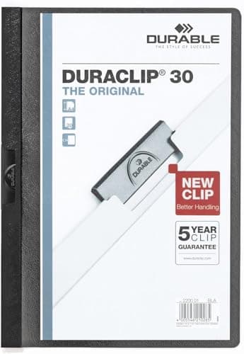 Image of Durable DuraClip 2227-01 Clip File for 1-30 Sheets A4 - Black (Pack of 5)