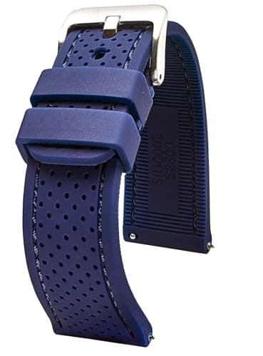 Image of STUNNING SELECTION ALPINE Premium Quality Sporty Silicone Waterproof Watch Band with quick release - Soft Rubber Watch Strap - Assroted Colors - 20 mm, 22 mm and 24 mm (20MM, DARK BLUE)