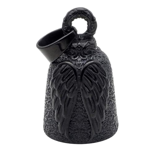 Image of Motorcycle Blessed Bell, Cycling Good Luck Charm, Angel Wing Biker Bells, Vintage Anti Gremlin Coin, Interactive Metal Hanging Bell Gift for Riders, Men, Women, Motorbikes, Helmets 1.33 Inches