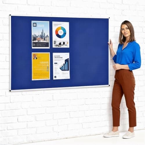 Image of Wonderwall Budget Wall Mounted Blue Felt Noticeboard, 120 x 180, Large Pinboard, Aluminium Frame - Ideal for Office, School, Industry Favourite