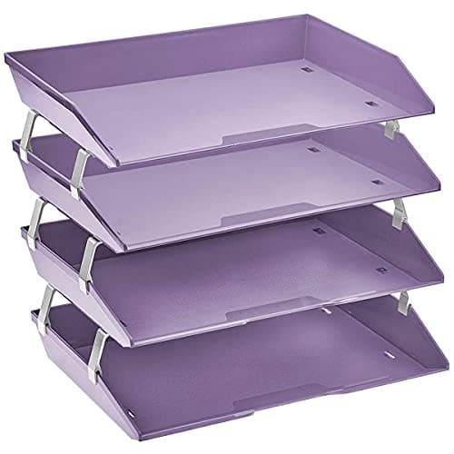 Image of Acrimet Facility 4 Tier Letter Tray, Side Load, Letter Size/A4, Desktop File Organizer, Plastic (Solid Purple)