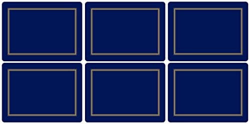 Image of Pimpernel Set of 6 Placemats - Classic Midnight Cork-Backed Table Mats with Heat Resistance and Stain Protection, Suitable for Everyday Dining and Entertaining, 30.5 x 23cm
