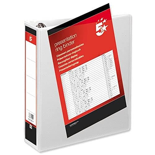 Image of 5 Star Presentation Ring Binder PVC 4 D-Ring 50mm Size A4 White [Pack 10]