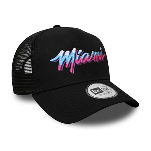 Image of New Era Miami Heat NBA Vice Collection Black Adjustable Trucker Cap - One-Size