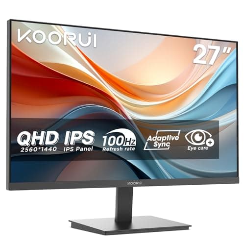 Image of KOORUI E2721F 27 Inch QHD Monitor, Gaming 100Hz, IPS Computer Monitors, 1440P Pc Screen, Adaptive Sync, 1ms MPRT, VESA 100x100mm, Eye Care, HDMI, DisplayPort