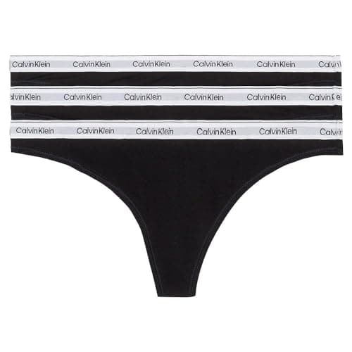 Image of Calvin Klein Women's 3 Pack Modern Logo Thongs, Multicolor (Black/White/Grey Heather), XL