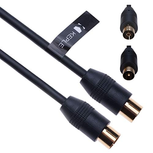 Image of Keple RF Coaxial Cable TV Aerial Lead 10m Coax Plug Male to Female Antenna Socket Extension for Freeview, SKY/SKY HD, Virgin, BT, DVD, VCR Connect to Television | Gold M-F Connector (Black)