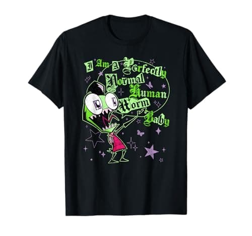 Image of Invader Zim I Am A Perfectly Normal Human Worm Distressed T-Shirt