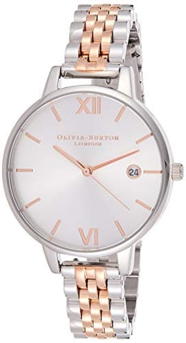 Image of Olivia Burton Womens Quartz Watch, Analog Display and Stainless Steel Strap OB16DE06, SILVER SUNRAY, Bracelet