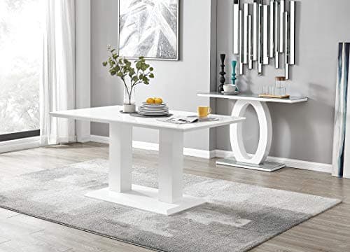 Image of Furniturebox UK Imperia Modern White High Gloss Dining Table And 6 Stylish Pesaro Velvet and Gold Leg Dining Chairs Set (TableOnly)