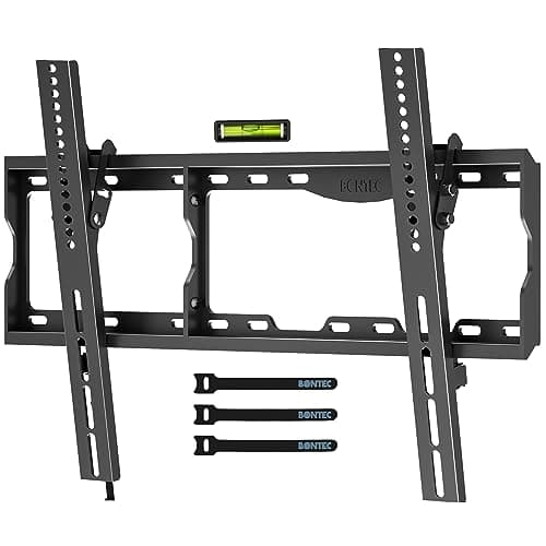Image of BONTEC TV Wall Bracket for 17-86 inch LED LCD OLED Plasma Flat Curved TVs, Universal TV Wall Mount, Heavy Duty Tilt Bracket Holds Up to 75kg, Max VESA 600x400mm, Spirit Level and Cable Ties Included