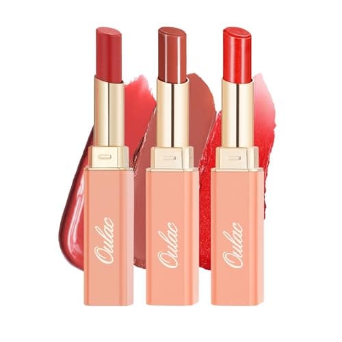 Image of Oulac Red Lipstick & Peach Lipstick Set - Lip Colour Moisturizing Formula, Medium Coverage | Glossy Finish, Vegan (01/16/S06)