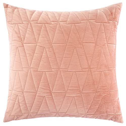 Image of Red Rainbow Cushion Cover 3D Triangles Quilted Velvet Geometric Scandinavian Design 18 inch 45 cm Square (Pink)