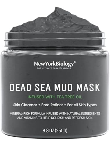 Image of New York Biology Dead Sea Mud Mask for Face and Body | with Tea Tree | Spa Quality Pore Refiner for Oily Skin | Natural Skincare for Women & Men | Tighten Skin for A Healthier Complexion | 250 g