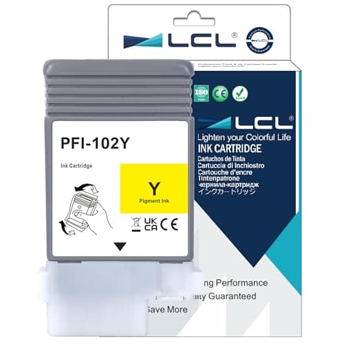 Image of LCL PFI102 Yellow Ink Cartridge Replacement for Canon PFI-102 PFI-102Y for Canon imagePROGRAF iPF500 iPF510 iPF600 iPF605 iPF610 iPF650 iPF655 iPF700 iPF710 iPF720 iPF750 iPF755 iPF760 iPF765 (1 Pack)