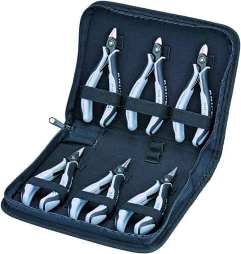 Image of KNIPEX Case for Electronics Pliers with Tools for Work on Electronic Components 6 Parts 215 mm, 00 20 16 P ESD