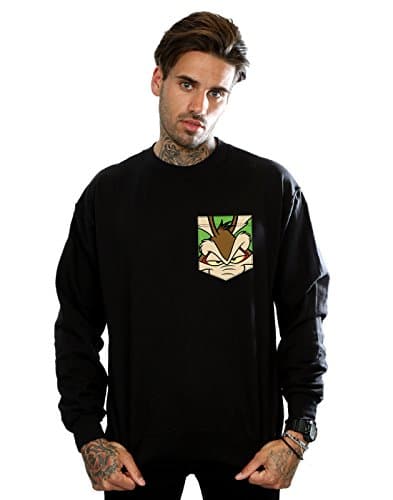 Image of LOONEY TUNES Men's Wile E Coyote Face Faux Pocket Sweatshirt X-Large Black