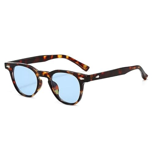 Image of YAMEIZE Retro Small Round Sunglasses for Women - Men Vintage Circle Sunglasses Classic Round Frame UV400 (Tortoise Shell Blue)