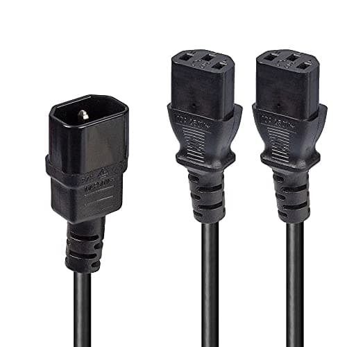 Image of Lindy 1m IEC C14 to 2 x IEC C13 Splitter Power Extension Cable, Black