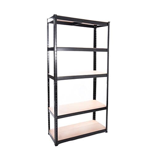 Image of Panana Warehouse 5 Tier Racking Shelf Heavy Duty Steel Garage Shelving Unit Garden Shed Shelving (black, 150x70x30cm)