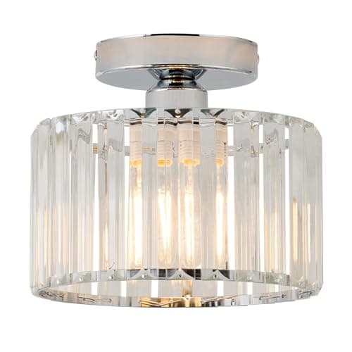 Image of NATUREYL Crystal Ceiling Lights,Chrome Flush Mount Light Fittings Ceilings for Kitchen,Living Room, Bathroom,Bedroom, Hallway