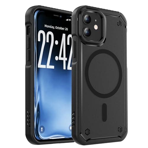 Image of ORETECH Magnetic for iPhone 12 Case, [Compatible with MagSafe] [25 FT Shockproof ] 360° Rugged Armor Protection Matte Dual-Layer Shockproof iPhone 12 Pro Phone Case - Black