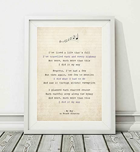 Image of Didymus Co Frank Sinatra - My Way - Song Lyric Art Poster Print (UNFRAMED) - Sizes A4 A3 (A4 Framed With Mount (WHITE))