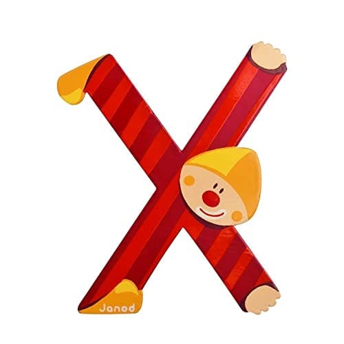 Image of Janod J04565 X Party B004XS8I4K Wooden Clown Letter, Multicolored, one Size