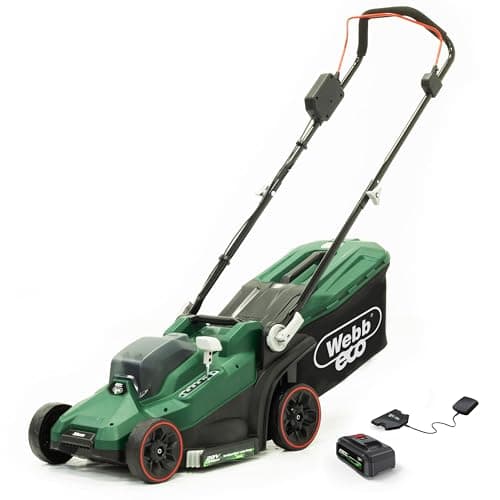 Image of Webb Eco 20V 33cm Brushless Cordless Lawnmower, Battery Power, 5 Cutting Heights, 35L Collector, 13" Cutting Width, Easy Storage, Upto 35 Minutes Runtime. Inc 1x4AH Battery & Charger 3yr Guarantee