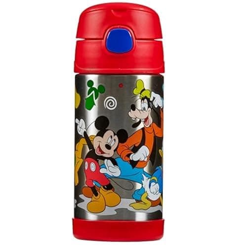 Image of Thermos - Kid Water Bottle, Disney Mickey & Friends (355ml) - BPA Free, Stainless Steel Flask, Spill Proof, Pop-Up Straw, Carry Handle, Dishwasher Safe,12-Hour Cold Drink, School, Clubs, Sports